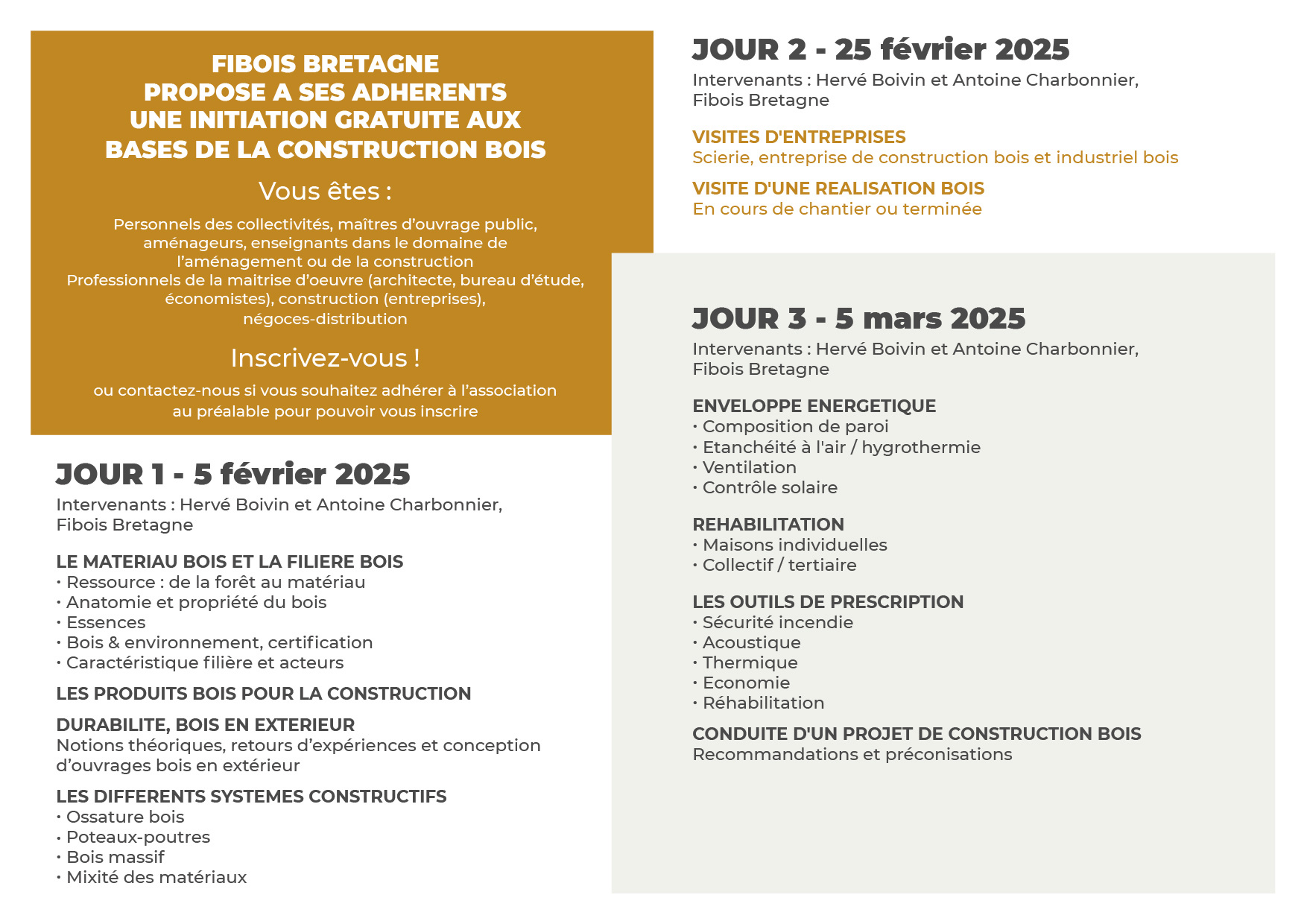 Programme Journées Initation Fibois